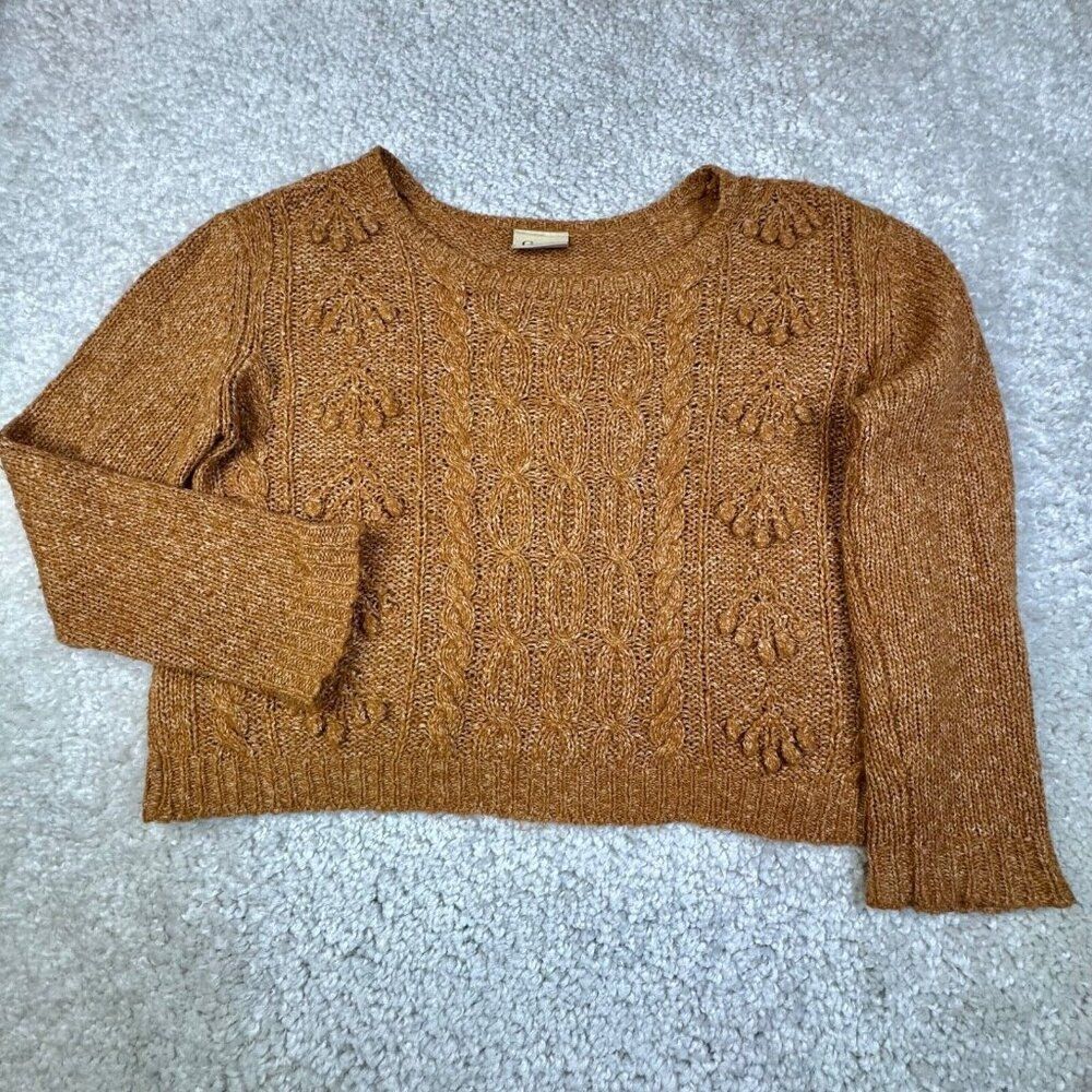 Ganni Wool Blend Golden Mustard Knit Cropped Sweater